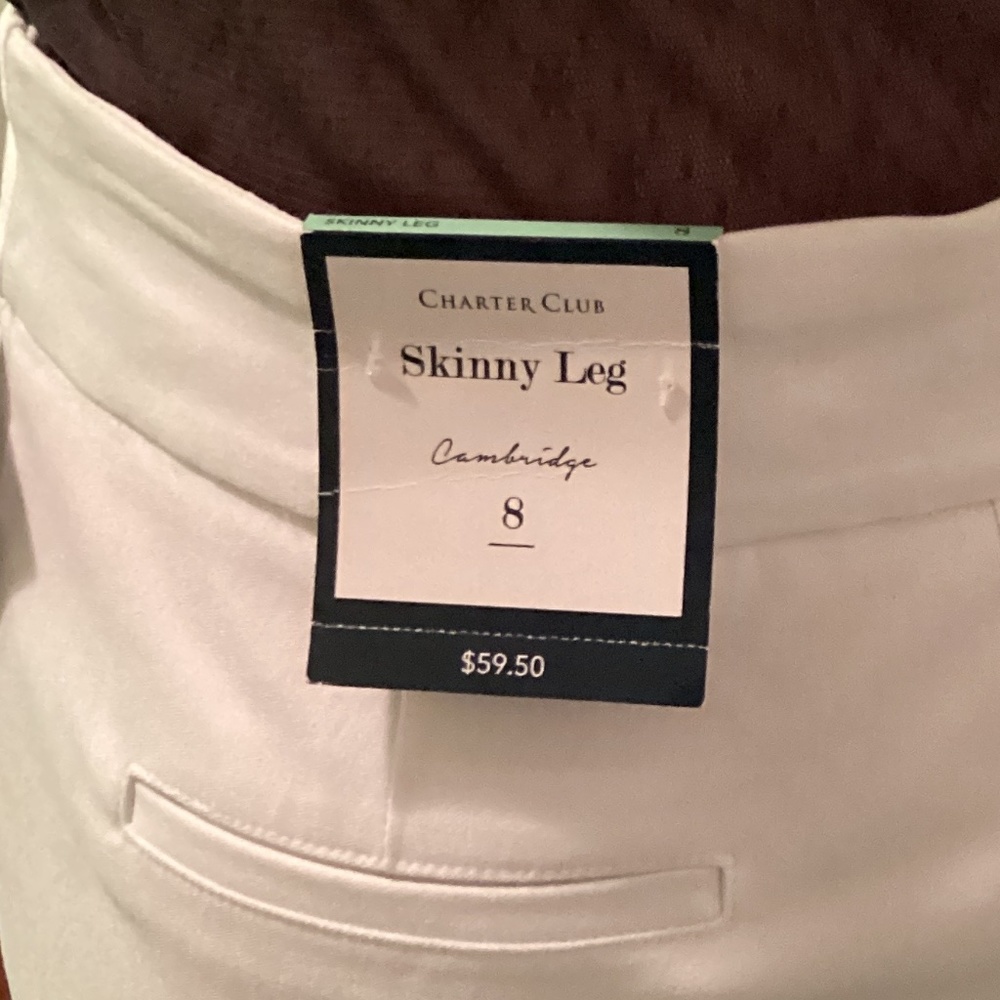 CHARTER CLUB white size 8 skinny leg smoothing waist pants. - Picture 5 of 11